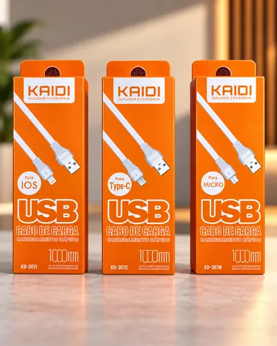 Cabo Kaidi 1 m V8, Tipo C ou iPhone