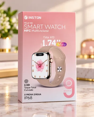 Smartwatch tela HD mini 1,74" NFC